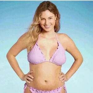 NWT WILD FABLE PURPLE RUFFLE BIKINI TOP AND BOTTOM